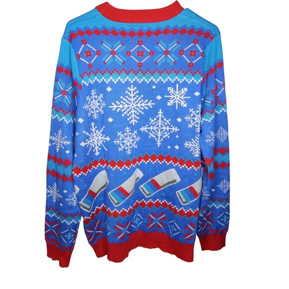 Tipsy Elves Natural Light Men's Parody Beer Christmas Holiday Sweater Large Blue - Picture 13 of 16